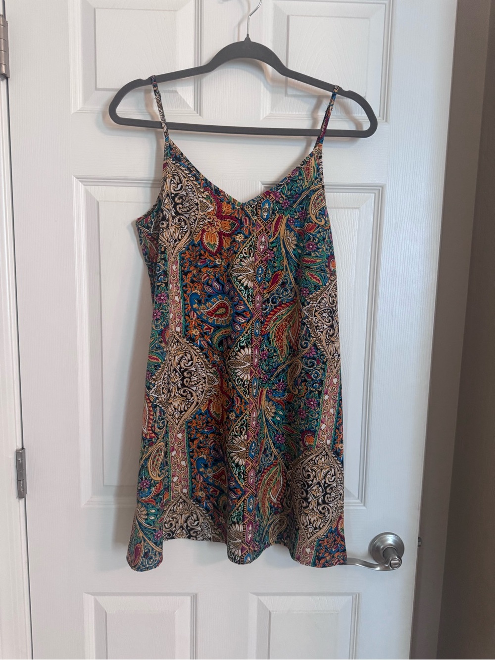 Paisley Print Slip Dress - Multicolor